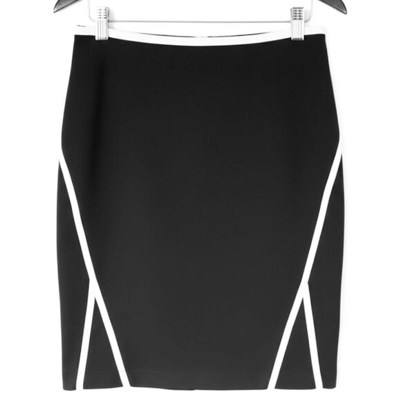 Cartise Black White Pencil Skirt Sheath Mini Slit Canada Designer Boutique Sz. 4 - Picture 2 of 12